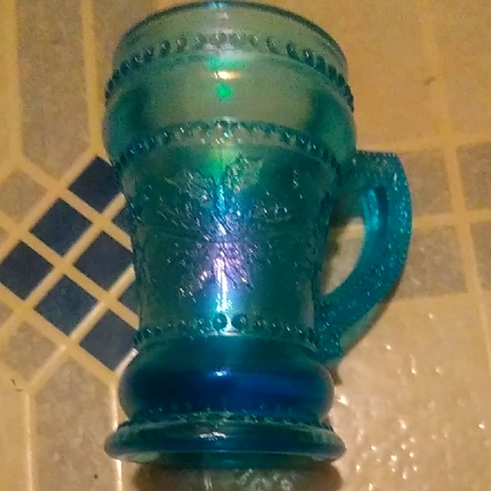 St claire vintage Blue carnival Glass Mug